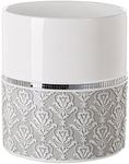 Creative Scents Small Bathroom Trash Can - Decorative White and Gray Waste Basket for Bathroom - Durable Bathroom Wastebasket - Waste Bin for Bathroom, Powder Room Or Bedroom (Mirror Damask)