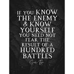 Artery8 Slate Inspiring Quote Sun Tzu Know Yourself Need Not Fear Result Large XL Wall Art Canvas Print