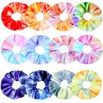 Kavya Scrunchies for Girls, Velvet Scrunchy Rainbow Hair Bands Soft Premium Hair Bobbles for Women Elastic Ponytail Holders Tie Dye Hair Accessories for Girls Women 12 Pack