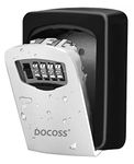 DOCOSS - Metal Key Safe Combination Storage Box Outdoor Wall Mounted with Code Password Security Lock for House Outdoor(Black,Grey)