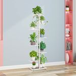 MLUPODY Plant Stand Indoor Outdoor, 8-Layer 9 Pot Flower Stand with Ladder Shelf Design, Ideal for Multiple Plants - White,56"