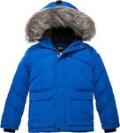 ZSHOW Boy's Winter Warm Puffer Coat Water Resistant Outdoor Jackets Casual Cotton Padded Outerwear Coats Faux Fur Hood Jacket Light Blue 152-158