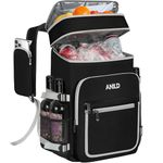 LASUK Cooler Backpack Bag 30L, Leakproof Waterproof Double-layer Picnic Backpack, 40 Cans Large Capacity Insulated Lunch Bag for Camping, Picnic, BBQ, Beach and Hiking (Black)
