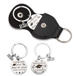 Graduation Keychain with PU Leather Case, Class of 2024 Keychain College Graduate Gifts Inspirational Double Sided Graduate Key Chain for Her Him College High School Students