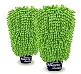 SOFTSPUN Microfiber Double Side Chenille Mitt, 2 Piece Set 1700 GSM Green. Multi-Purpose Super Absorbent and Perfect Wash Clean with Lint-Scratch Free Cars, Window, Kitchen, Home Dusting!