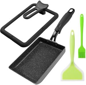 MyLifeUNIT Tamagoyaki Pan with Lid, Japanese Omelette Pan for Gas Stove & Electric Stove, Nonstick Square Egg Pan Skillet 7.3" x 5.3"
