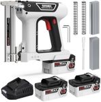GoYwato 21V Cordless Nail Gun - 18 Gauge 2 in 1 Portable Battery Powered Electric Brad Nailer with 2 x 4.0Ah Batteries & Charger & 1000 Nails & 1000 Staples for Cupboard & DIY Upholstery & Woodworking