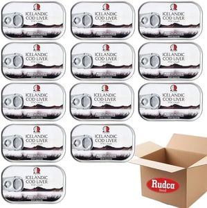 Rudca Food 'Awers' Icelandic Wild-Caught Cod Liver - Gourmet Seafood Delicacy - Bundle of 12 Cans (4.3 Oz / 121 Gr Each) - Product of Iceland
