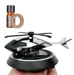 PARTIZANO Solar Powered Car Perfume Diffuser/Dispenser | Helicopter Design, Auto Rotation Fan | For Car Dashboard with Perfume liquid & Organic Fragrance - (Black Pack of 1)