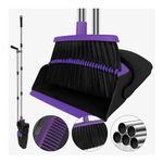 Broom with Dustpan Combo Set Upright, 51” Long Handle with Comb Teeth,Broom and Dustpan for Dog Cat Pets Home Kitchen Room Lobby Use