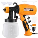 Paint Sprayer, 550W HVLP Electric Spray Gun with 2 Nozzles and 3 Patterns, 900ML Electric Spray Paint for Fence, Cabinet, Walls, Ceilings, Crafts