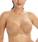 Lemorosy Multiway Contour Strapless Bra Women's Plus Size Full Coverage Underwire(Pecan,38E)