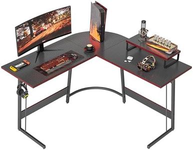 CubiCubi L Shaped Gaming Desk Computer Office Desk, 120 cm Corner Desk with Large Monitor Stand for Home Office Study Writing Workstation, Black Carbon Fiber