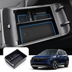 LFOTPP For Tucson NX4 2020-2022 Centre Console Storage Box, Car Central Armrest Organiser Tray Centre Console Storage Box Car Accessories Armrest Glove Box Container Holder Tray (Blue)