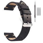 Black 22mm Racing Leather Watch Bands,EACHE Leather Watch Straps Breathable Black Leather Straps