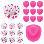 mkemka 20Pcs Mini Cowboy Hats Pink Mini Party Hats Miniature Cowboy Hats Western Cowgirl Hats Cute Mini Hat for Doll Dress Up Party Accessories DIY Craft Decoration