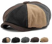 Xinveen Men's 8 Panel Newsboy Cap Vintage Tweed Cap Herringbone Cabbie Flat Cap Color-Blocking