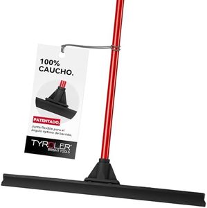 Tyroler Escobilla de Goma para Suelos - Hoja de 100% Goma Duradera de 60 cm de Ancho - Mango Ligero de 140 cm - Ideal para Azulejos Madera Concreto y Cristal
