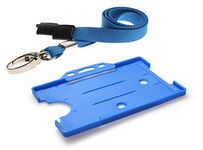 Customcard ltd® ID Card Holder and Lanyard Neck Strap with Lobster Metal Clip - Blue. Recyclable Holder and ECO Friendly Lanyard (Blue)