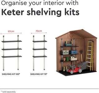 Keter Darwin 6x4ft Outdoor Garden Storage Shed – Brown Wood Look, Double Door, All-Weather, Fade-Free