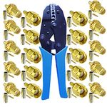 Kagni 10pcs SMA male to female connectors and coaxial crimping tool for RG174 RG316 wifi antenna extension cable