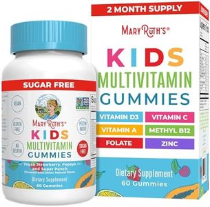 Vegan Kids Multivitamin Gummies by MARYRUTH’S | Organic Ingredients for Immunity, Bones & Muscles | 260 mcg Methylfolate, Sugar Free, Non-GMO | Great Tasting Chewable Vitamins for Children | 60 Count