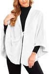 Ekouaer Fannel Faux Poncho for Women Soft Blanket Warm TV Shawl Winter Coat Sweater Cape White Small