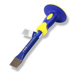 S&R Flat Chisel with Hand Protection 25 x 300 mm, 40CRV, 52-58 HRC, Non-Slip Ergonomic Handle, Extra Wide Impact Area