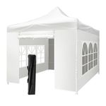 Teabelle 10x10ft Pop Up Gazebo, Outdoor Instant Canopy Tent, Water and UV Resistant Sun Shade Shelter with 4 Sidewalls & Church Windows, for Garden Patio Camping Wedding Party Event(White)