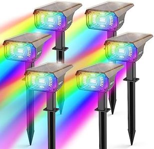 LEREKAM Color Solar Lights Outdoor Waterproof Spotlights with 9 Light Modes, Color Changing Solar Outdoor Lights for Decorate Festivals, Colored Solar Spot Lights Auto On/Off, RGBW 6 Pack