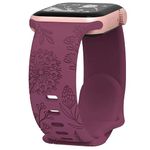 mFoniscie Silicone Bands for Apple Watch Strap 49mm 45mm 44mm 42mm, Cute Soft Silicone Dandelion Engraved Flower Strap for iWatch Ultra SE2|SE Series 8 7 6 5 4 3 2 1 [Red Wine]