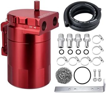 EVIL ENERGY Oil Catch Can, 300ML Baffled Oil Can, Universal Aluminum Air Oil Separator Breather Tank with 5/8" ID 5FT NBR Fuel Hose Kit