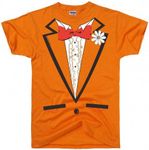 DIRTYRAGZ Men's Dumb and Dumber Tuxedo Shirt, Funny Tux Costume, Vintage Tees for Men Graphic Tee, Orange, Large