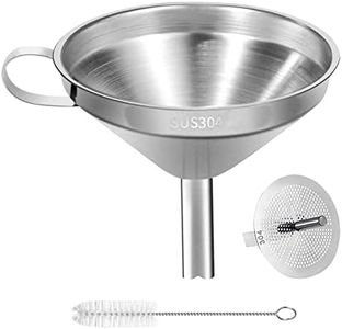 Stainless Steel Kitchen Funnel, 4.3-Inch Food Grade Metal Funnel with Strainer for Filling Bottles, Transferring Liquid, Oil, Juice, Milk