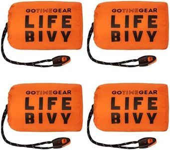 Go Time Gear Life Bivy Emergency Sleeping Bag Thermal Bivy - Use as Emergency Bivy Sack, Survival Sleeping Bag, Mylar Emergency Blanket Orange (4 Pack)