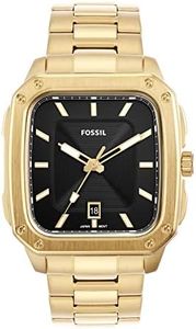 Fossil Men's Inscription Quartz Stainless Steel Three-Hand Watch, Color: Gold (Model: FS5932)