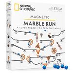 NATIONAL GEOGRAPHIC Magnetic Marble Run - 75-Piece STEM Building Set for Kids & Adults with Magnetic Track & Trick Pieces & Marbles for Building A Marble Maze On Any Magnetic Surface