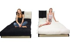 Adim's Japanese-Style Futon Mattress Set - Black & White with 4 Cushions - Perfect for Lounging, Reading, or Guest Bed (30x72 Inches Futons and 16 x16 Inches Cushions)