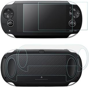 Screen Protectors Compatible Sony PlayStation Vita 1000 & Back Covers, AFUNTA 2 Pack (4 Pcs) Tempered Glass for Front Screen & HD Clear PET Film Compatible the Back PS Vita PSV PCH-1000 Film Accessory