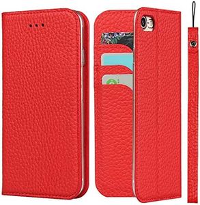 Cavor for iPhone 6 Case,iPhone 6s Case,[Litchi Leather] [RFID Blocking Card Holder] Flip Magnetic Wallet Case Cover with Kickstand Feature(4.7") -Red