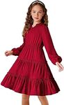 Arshiner Girls Summer Dress Long Sleeve Ruffle Swiss Dot Dresses Tiered Sundress