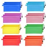 FOCCTS 16PCS A6 Mesh Zipper Pouch, Multicolor Waterproof Pencil Pouch Small Zipper Pouch Clear Mesh Travel Pouches for School Office Supplies and Travel Accessories