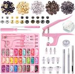 Keadic Snaps and Snap Pliers Set, 31 Colors 360 Sets T5 Plastic Buttons and 48 Sets Metal Leather Snaps, Pink Sewing Snap Pliers, Snap Fasteners Kit for DIY Projects, Sewing and Crafting