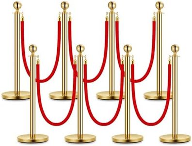 GarveeTech Stanchions and Velvet Ropes, Crowd Control Barriers Queue Pole,Red Carpet Ropes and Poles, Gold