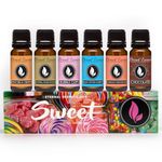 Sweet Gift Set of 6 Premium Grade Fragrance Oils - Bubble Gum, Orange Creamsicle, Peaches & Cream, Blue Cotton Candy, Oatmeal Cookie Dough, Chocolate - 10Ml - Scented Oils