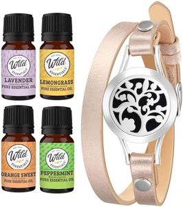 Essential Oil Diffuser Arbol Tree BraceletStainless Steel Aromatherapy Locket Bracelets Leather Band with 8 Color PadsGirls Women Jewelry Gift Set