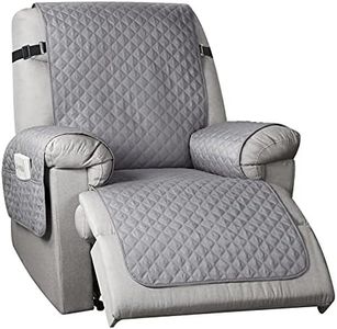 TAOCOCO Recliner Covers,1 Seater Recliner Chair Slipcover, Recliner Protectors,Recliner Sofa Covers for Pets, Washable Armchair Slip Covers with Elastic Strap(Pale Grey,update)