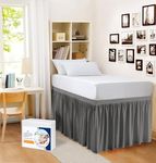 Dorm Bed Skirt Twin XL Size 30 inch Drop Dark Grey Solid Bed Skirt Stylish Ruffled Pattern Split Corner Easy Fit Easy Care Fade & Wrinkle Resistant-Polycotton Made