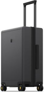 LEVEL8 Carry on Luggage Lightweight Suitcase with Wheels 100% PC Trolley Case Micro-Diamond Textured Design, TSA Approved Hard Shell(55cm, 40L,Dark Grey)