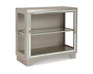 Signature Design by Ashley Chaseton Glam Open Shelf Accent Cabinet with Mirror Accents, Gray